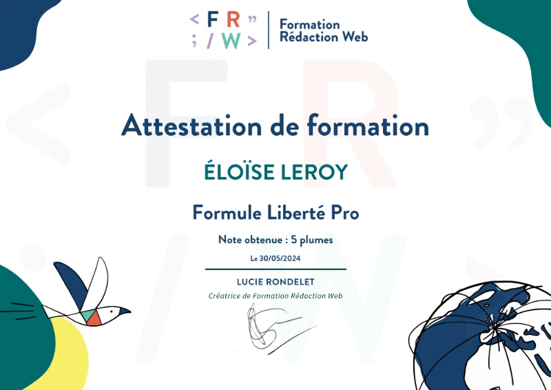 Attestation de formation Crawl et Indexation Eloise Leroy